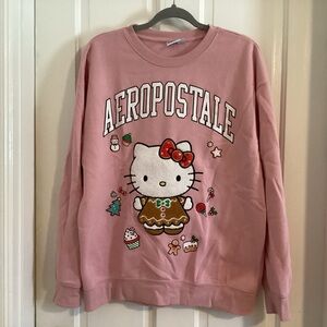 Aeropostale Hello Kitty Pink Christmas Holiday Gingerbread Sweatshirt M